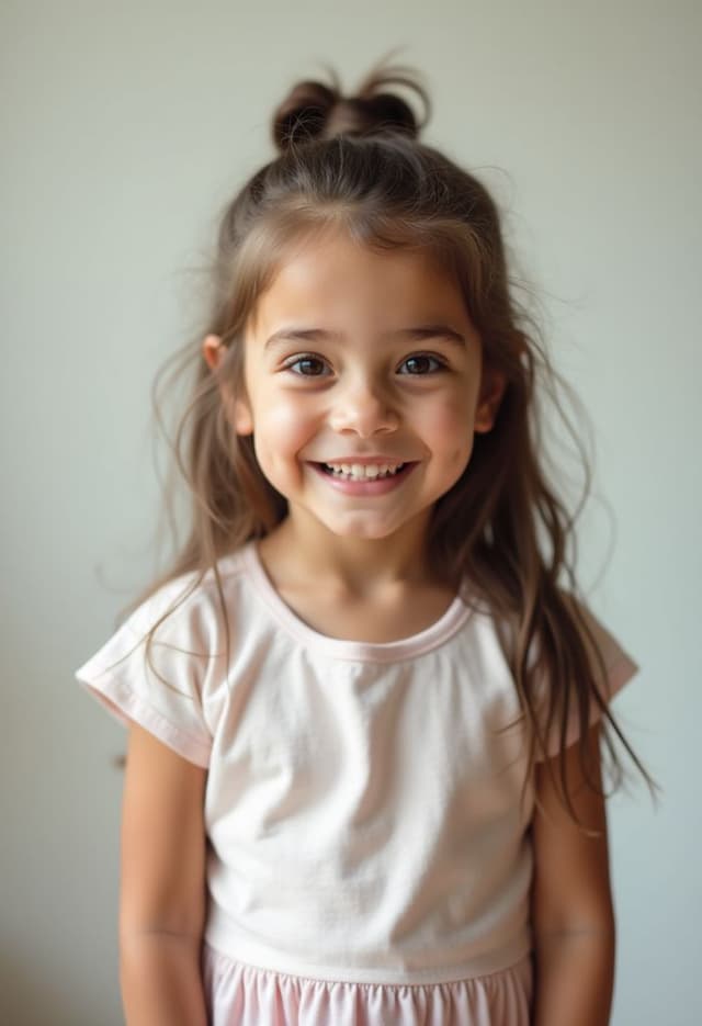 A smiling girl's photo turned into a coloring page