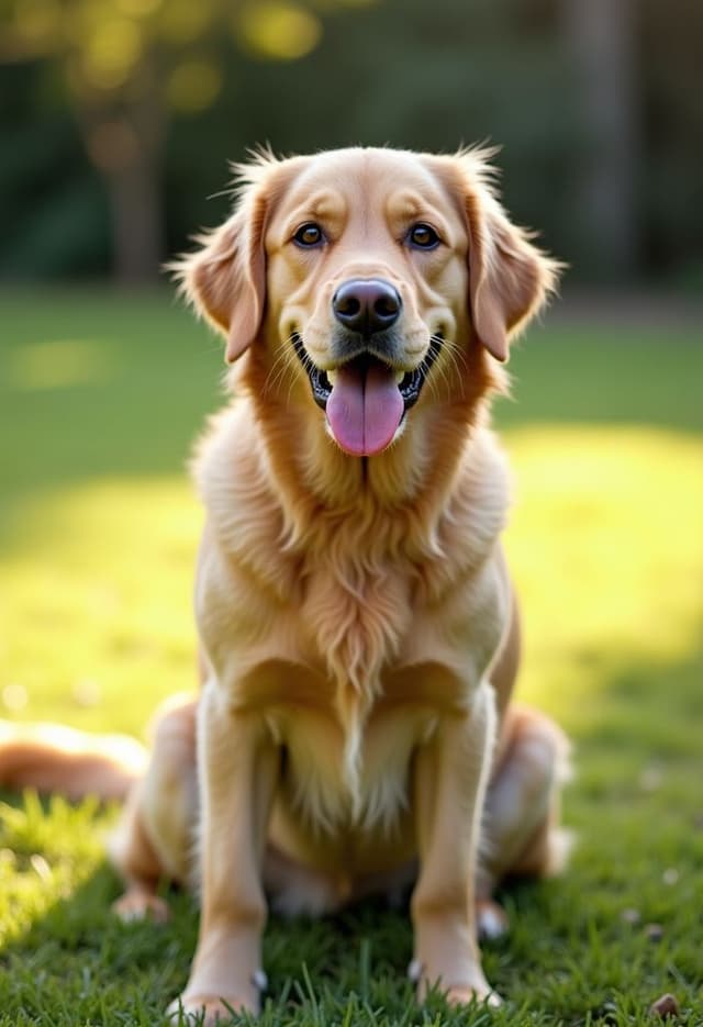 A golden retriever photo turned into a coloring page