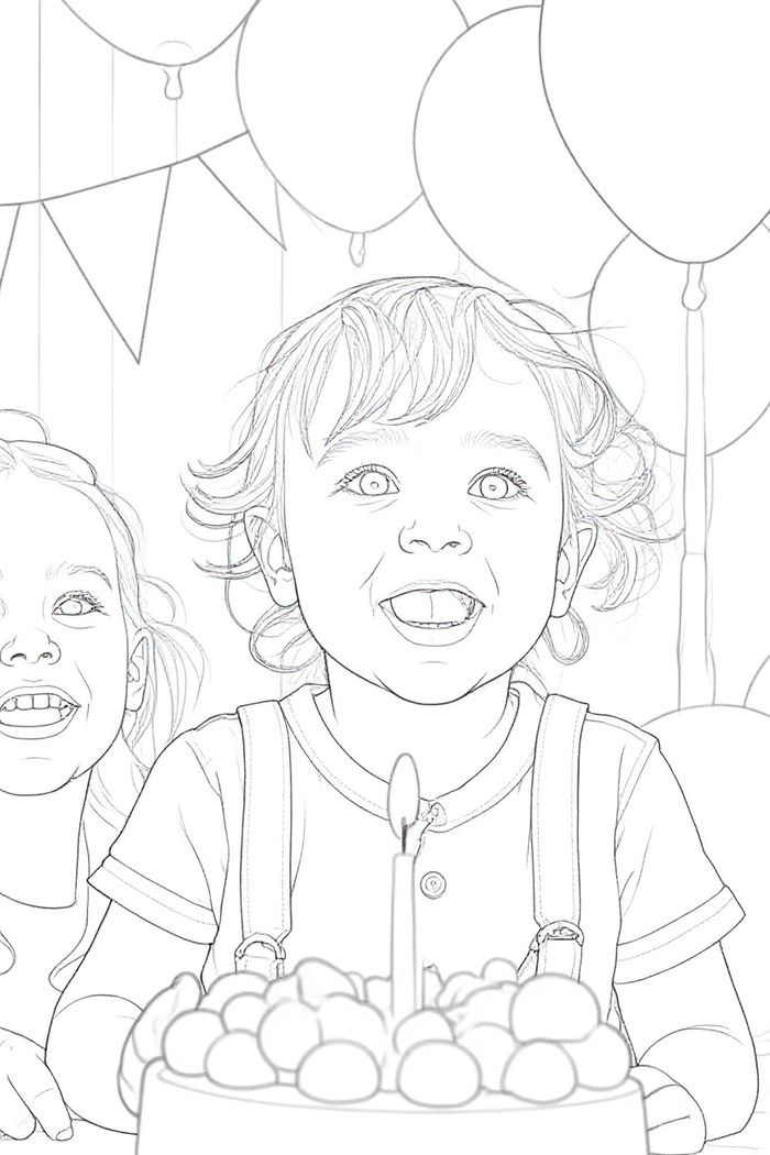 Birthday coloring page from a photo